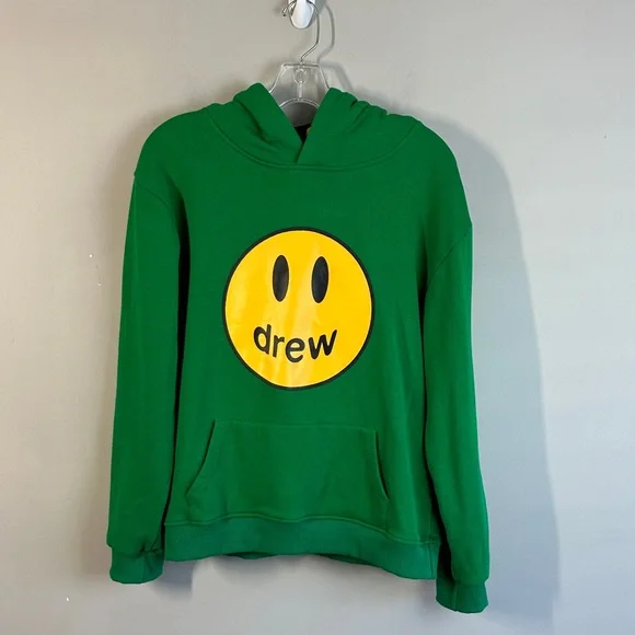 Drew House Green Hoodie With Yellow Smiley Logo Oversized Justin Bieber Size L - Picture 1 of 13